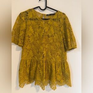 Zara Yellow Lace Blouse